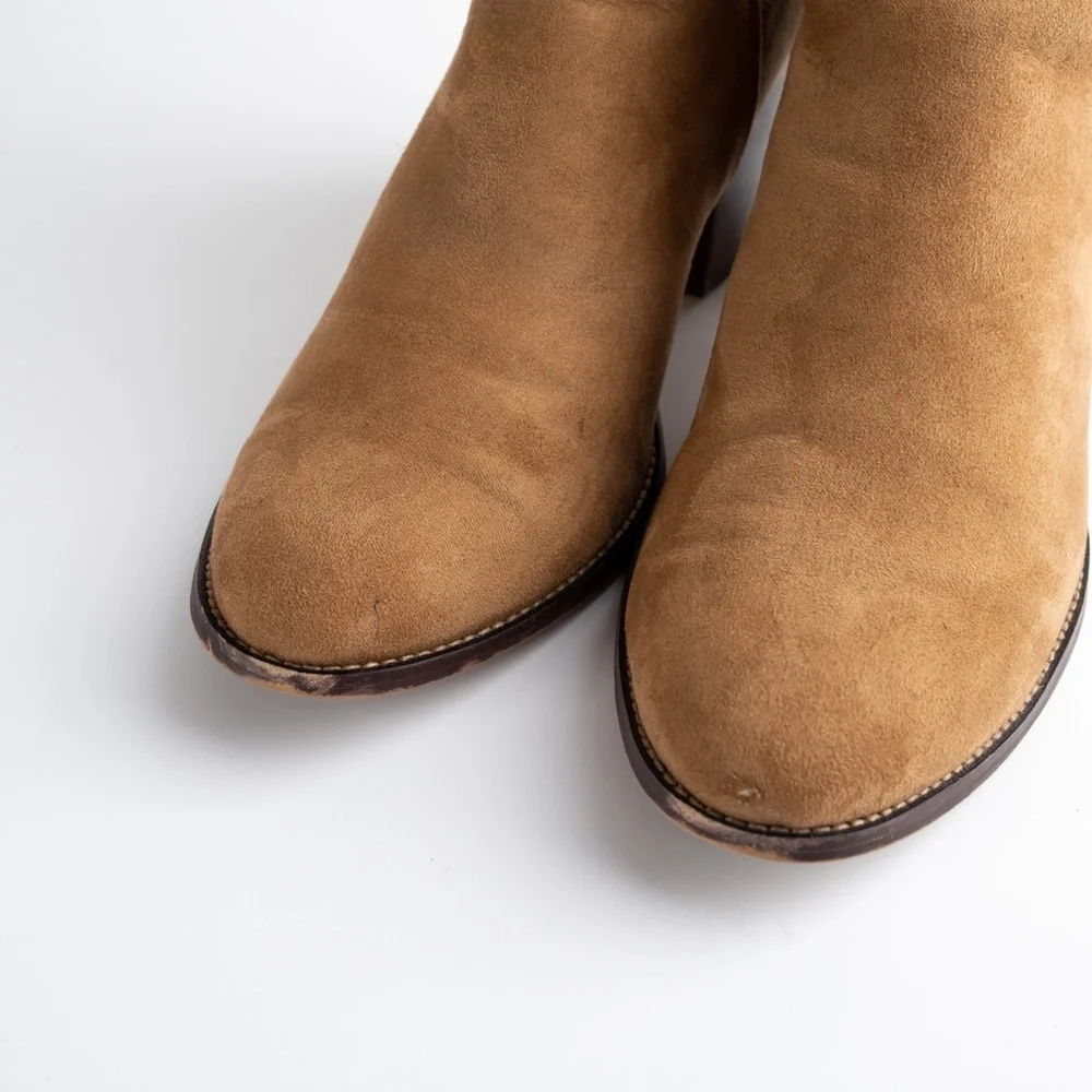 J. CREW Rory tan microsuede heeled boots size 9.5